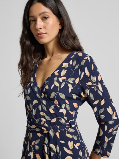 Apricot Wickelkleid mit V-Ausschnitt Marine 3
