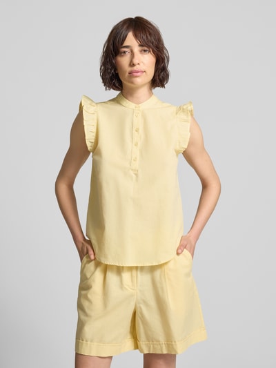 VERO MODA Bluzka o kroju regular fit z mieszanki bawełny i lnu model 'SELMA' Żółty 4