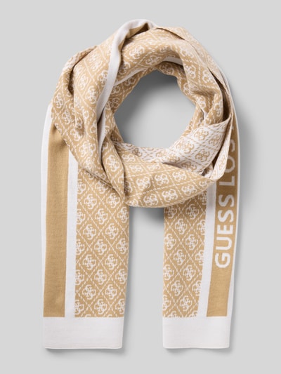 Guess Strickschal mit Label-Stitching Modell 'SEVYN' Beige 1