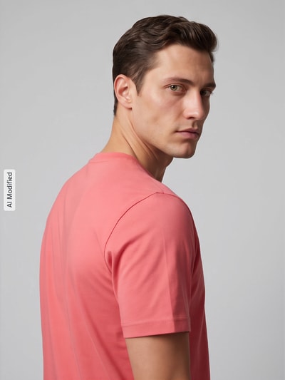 BOSS Green Regular Fit T-Shirt mit kleinem Logo-Schriftzug Pink 3