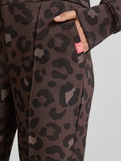 Milano Italy Spodnie sportowe ze wzorem na całej powierzchni i elastycznym pasem Czekoladowy 3