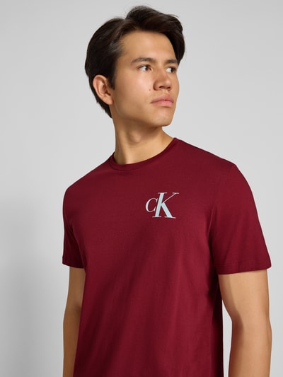 Calvin Klein Jeans T-shirt met labelprint Bordeaux - 3