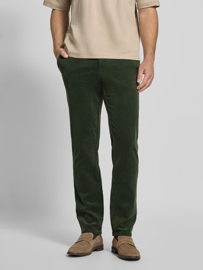 Christian Berg Men Straight fit corduroy broek met Franse steekzakken Flessengroen - 4