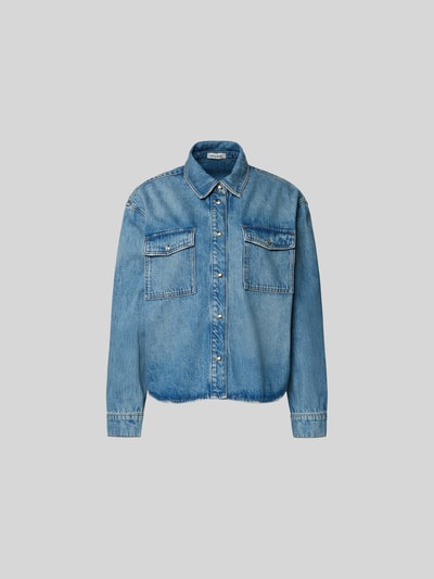 Produktfoto, Regular Fit Hemdbluse in Denim-Optik van Anine Bing, puur katoen, borstzakken, doorknoopsluiting, denimlook, blauwe tinten, textuur van katoenen stof