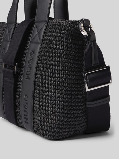 Produktfoto, Henkeltasche aus Papier Modell 'BECKY ST_MINI TOTE' von HUGO in Schwarz, Optik: Unifarben Bast-Optik, Reißverschluss, Hauptfach, Label-Tape, Tragehenkel, abnehmbarer Schulterriemen, Material: Papier
