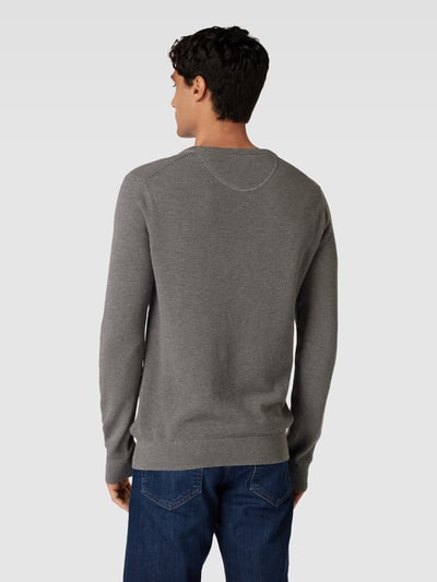 Gant Gebreide pullover met labelstitching Donkergrijs gemêleerd - 5