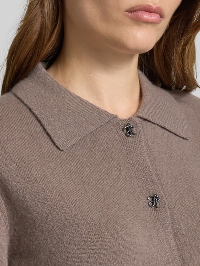 Hemisphere T-shirt o kroju regular fit z imitacji dzianiny z mieszanki kaszmiru Szarobrązowy 3