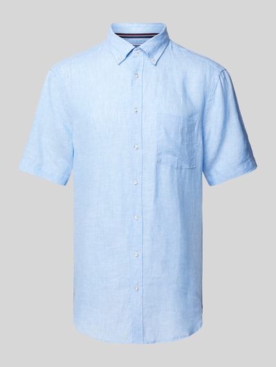 Christian Berg Men Regular Fit Leinenhemd mit Button-Down-Kragen Bleu 2