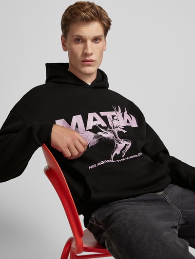 Review X MATW Hoodie met labelprint Zwart - 3