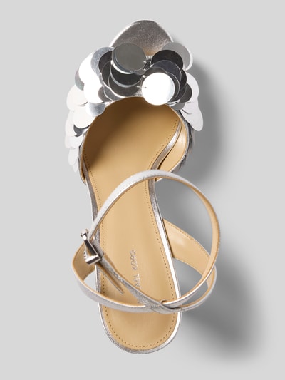 Produktfoto, Pumps aus Leder-Mix mit Zierbesatz Modell 'Loretta' von MICHAEL Michael Kors in Silber mit runder Passform, Pinschließe und 11 cm Absatzhöhe bei Größe 40.