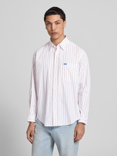 HUGO Blue Regular Fit Freizeithemd aus reiner Baumwolle Modell 'EBALTO' Apricot 4