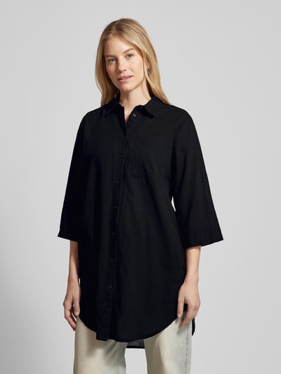 Kaffe Lange blouse met borstzak en 3/4-mouwen Zwart - 4