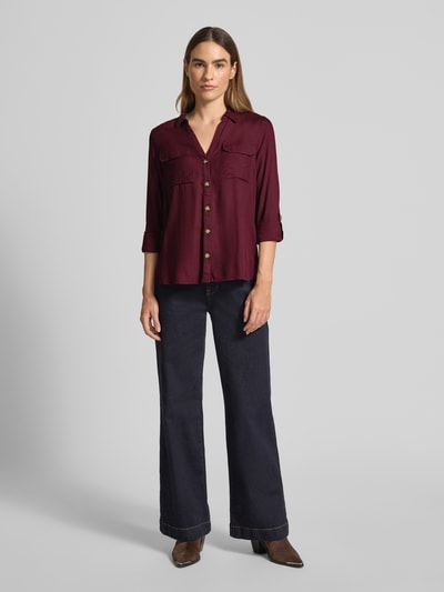 Vero Moda Regular fit overhemdblouse van pure viscose, model 'BUMPY' Bordeaux - 1
