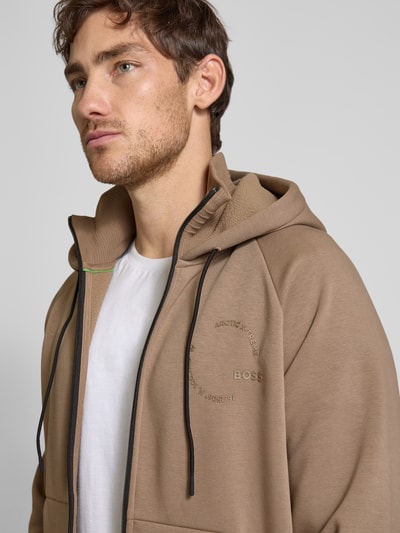 BOSS Green Sweatjacke mit Label-Print Modell 'Snuggel' Beige 3