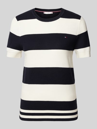 Tommy Hilfiger Strickshirt mit Logo-Stitching Modell 'RUGBY' Marine 2