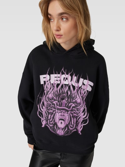 PEQUS Cropped Hoodie mit Motiv-Print Black 3