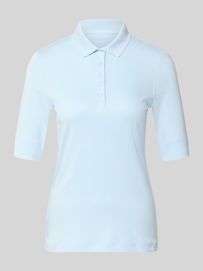 Produktfoto, Slim Fit Poloshirt mit Knopfleiste und 1/2-Arm von Christian Berg Woman aus Reine Baumwolle, hellblau, Rückenlänge 61 cm
