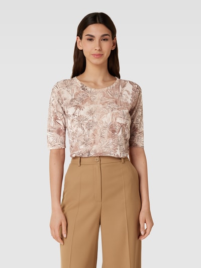 Max Mara Studio Gebreid shirt met all-over motief, model 'MINOSSE' Terracotta - 4