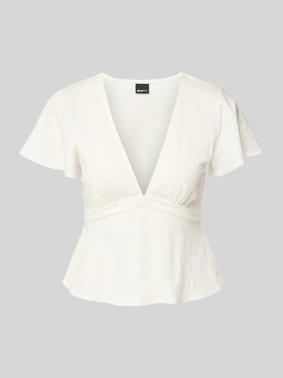 Gina Tricot Blusenshirt mit V-Ausschnitt Offwhite 2