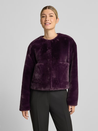 Rich & Royal Regular Fit Jacke aus Kunstfell Aubergine 4