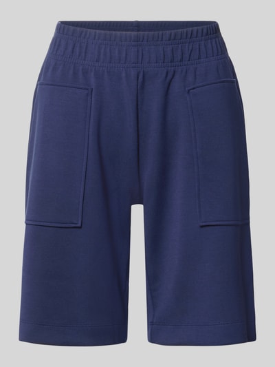 Produktfoto, Regular Fit Shorts met elastische band van Christian Berg Woman in donkerblauw elastische materiaalmix met siernaden