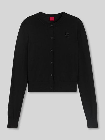 HUGO Regular fit gebreid jack van zuivere scheerwol, model 'SFABRI' Zwart - 2