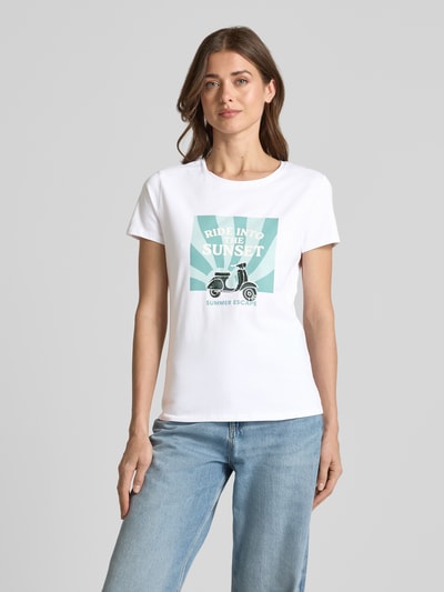 zero T-Shirt mit Motiv-Print und Rundhalsausschnitt Weiss 4