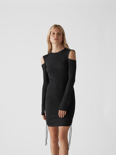 Helmut Lang Midikleid mit Cut Outs Schwarz 4