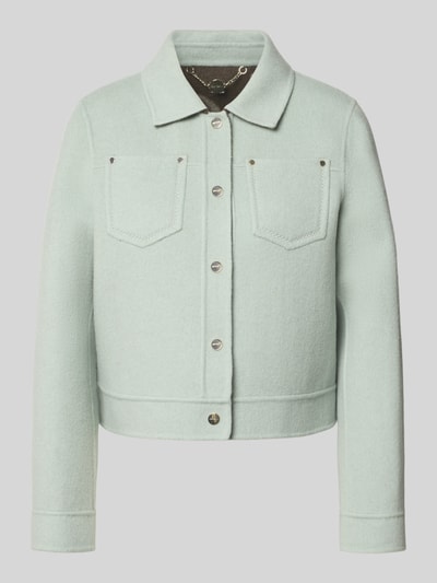 Produktfoto, Wendejacke mit Knoopsluiting en Borstzakken van Marc Cain, puur katoen, regular fit, platte kraag, lichtgroen, zachte textuur