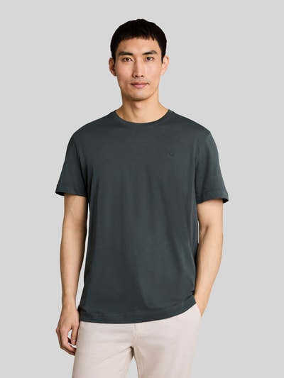 Tom Tailor Regular Fit T-Shirt aus reiner Baumwolle mit Logo-Stitching Oliv 4