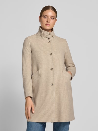 CINQUE Lange jas van wolmix met opstaande kraag model 'ASTOR' Beige - 4