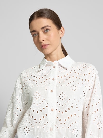 ZABAIONE Regular fit overhemdblouse met ajourpatroon Offwhite - 3