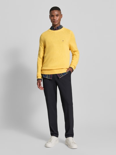 Tommy Hilfiger Regular Fit Strickpullover aus feinster Wolle GELB 1
