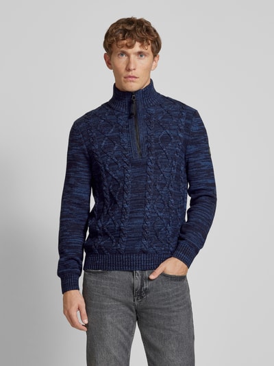 Lerros Gebreide pullover met ribboorden Donkerblauw - 4