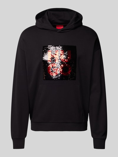 HUGO Hoodie met labelprint, model 'Deseqino' Zwart - 2