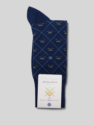 Burlington Sokken met labelprint Blauw - 3