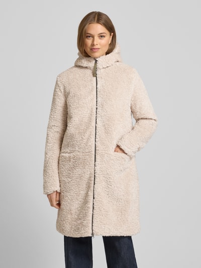 camel active Mantel aus Teddyfell mit Kapuze und Zweiwege-Reißverschluss Offwhite 4