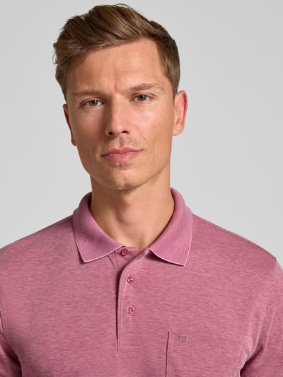 Christian Berg Men Regular fit poloshirt in design met lange mouwen Rosé - 3