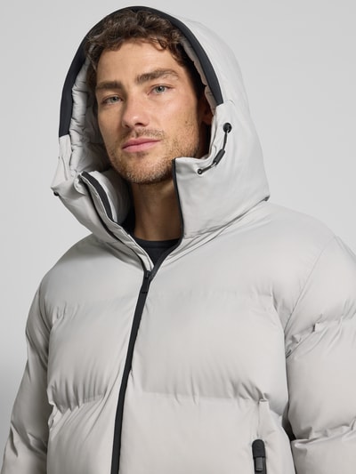 khujo Gewatteerde lange jas met labelpatch, model 'Caius' Lichtgrijs - 3