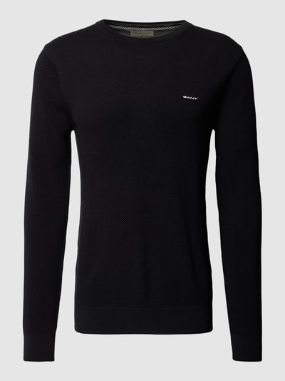 Gant Gebreide pullover met labelstitching Zwart - 2