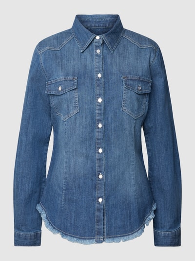 Risy & Jerfs Bluzka jeansowa z postrzępionym dołem model ‘Soller’ Jeansowy niebieski 2