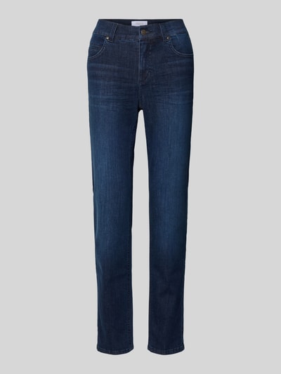 Produktfoto, Slim Fit Jeans im 5-pocketmodel model 'CICI' van Angels, katoenmix met stretch, donkerblauw, knoop- en ritssluiting, bandwijdte maat 36/32: 37 cm, binnenbeenlengte: 82 cm