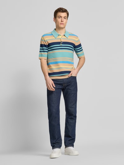 Scotch & Soda Regular fit poloshirt met structuurmotief Aquablauw - 1