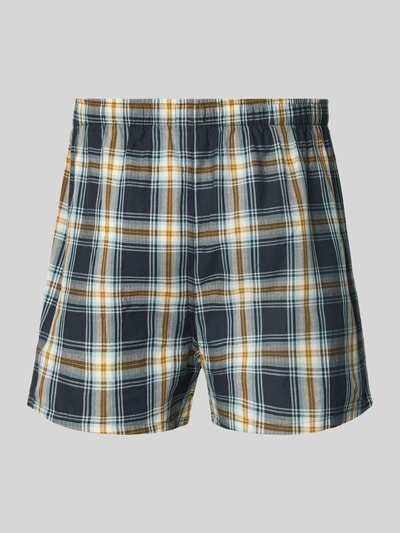 Produktfoto, Regular Fit Boxershorts aus reiner Baumwolle im 2er-Pack von SCHIESSER, kariertes Muster in Grau, Weiß und Gelb, elastischer Bund
