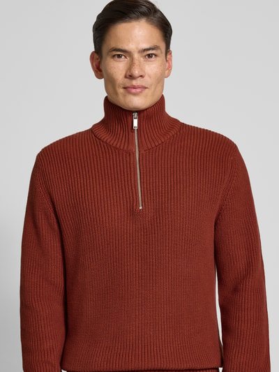 MCNEAL Strickpullover mit Troyer-Kragen Dunkelrot 3
