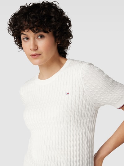 Tommy Hilfiger Strickshirt mit Zopfmuster Ecru 3