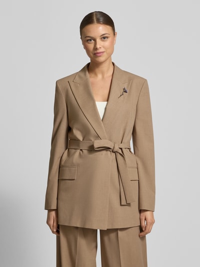 HUGO Regular Fit Longblazer mit Viskose-Anteil Modell 'ABIVALE' Beige Melange 4