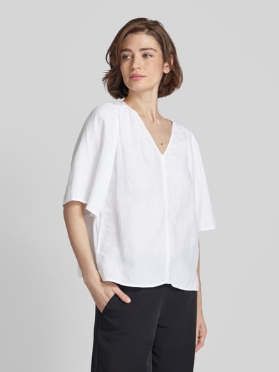 Marc O'Polo Bluse aus Leinen mit V-Ausschnitt Weiss 4