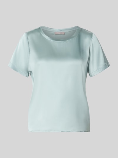 Produktfoto, Blusenshirt aus Satin mit Rundhalsausschnitt von Christian Berg Woman Selection in hellem Blau, glatte Textur, Regular Fit