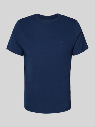 Blend T-shirt met geribde ronde hals, model 'Dinton' Marineblauw - 2